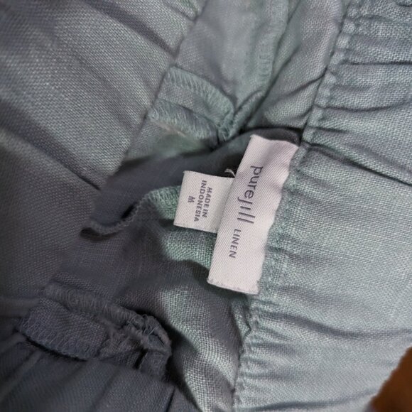 J Jill Pants Pure 100% Linen Wide Barrel Leg Crop Pockets Med Light Sage Green - Picture 4 of 5